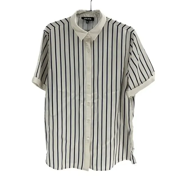 Ser.O.Ya Striped Navy Ivory Davey Blouse Size S - Picture 2 of 4